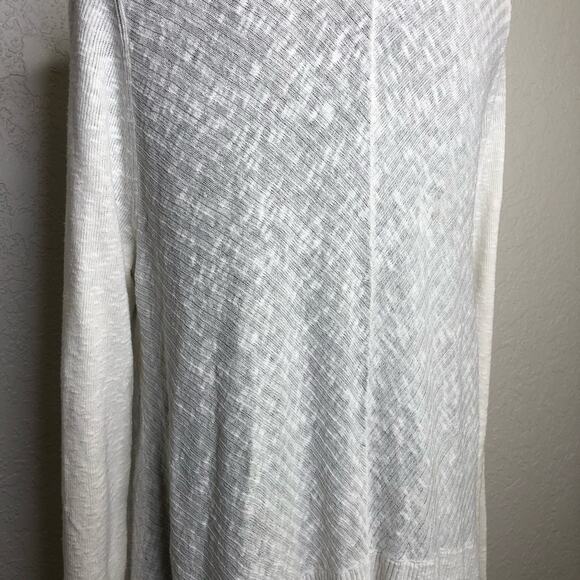 Eileen Fisher white ribbed linen blend knit open drape front cardigan size Large - Picture 11 of 16